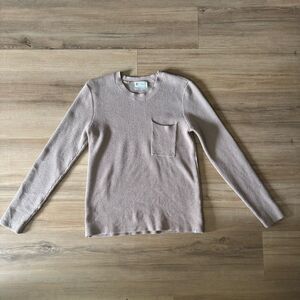 Figs Women’s Brown Tan Ribber Long Sleeve Sweater Size Small Comfy With Pocket